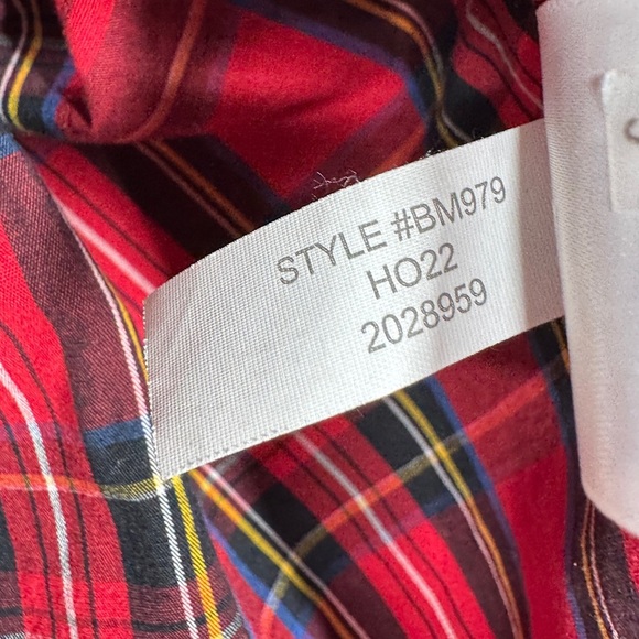 J.Crew Factory Red Green Tartan Plaid Collared Shirtdress Mini Dress Size 2 - Picture 15 of 16